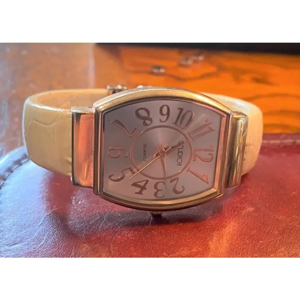 Women's 30mm Rose Gold Tone studio Time Watch, Banghle Bracelet